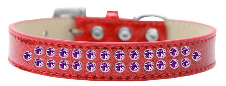 Two Row Purple Crystal Size 16 Red Ice Cream Dog Collar